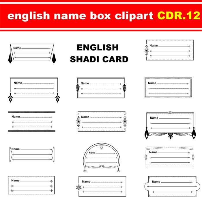 wedding card name box vector clipart design