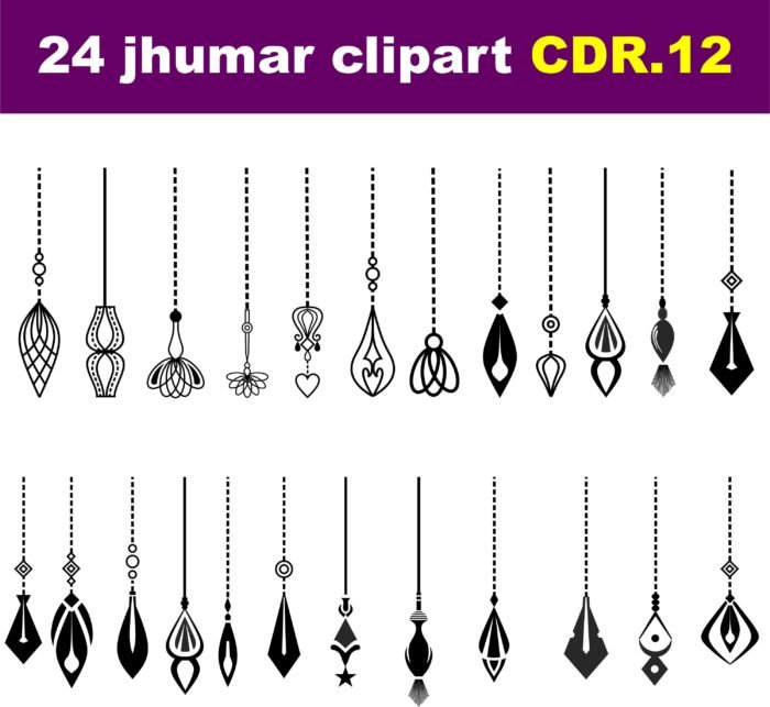 black and white jhumar clipart cdr file